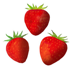 watercolor red strawberries