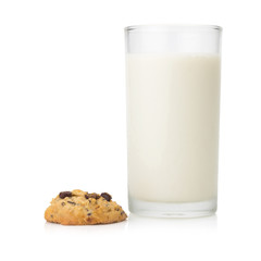 milk and cookie isolated on white background