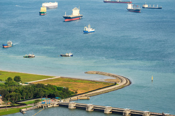 Aerial view of Marina Barrage Singapore