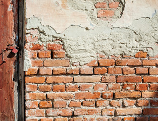 Old dirty red bricks wall