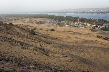 View of a Nubian village in the desert near Aswan, Egypt.