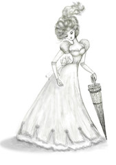 Young lady with umbrella.