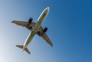 Airplane in the blue sky
