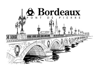 Pont de Pierre Bordeaux - obrazy, fototapety, plakaty