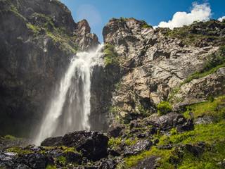 Waterfall in the wind, French Alps