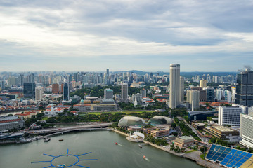 Fototapeta premium High view of city landscape building at Marina Bay
