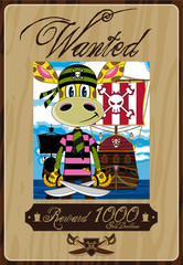 Cartoon Giraffe Pirate Wanted Poster