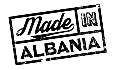 Fototapeta premium Made In Albania rubber stamp. Grunge design with dust scratches. Effects can be easily removed for a clean, crisp look. Color is easily changed.