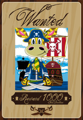 Cartoon Giraffe Pirate Wanted Poster