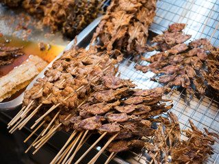 Street store with meat barbecue