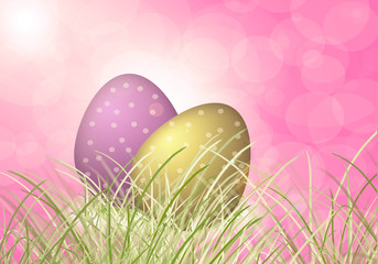 illustrated vintage Easter background with eggs