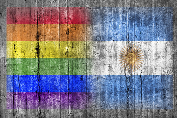 LGBT and Argentina flag on concrete wall