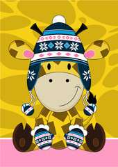 Cartoon Wooly Hat Cute Giraffe Character