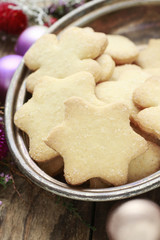 Christmas cookies in star and heart shape