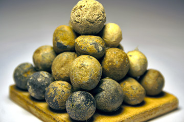 Shrapnel balls near a World War I Shell