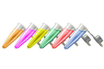 Colorful vials with different culture medium 