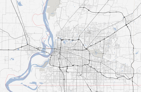 Map Memphis city. Tennessee Roads