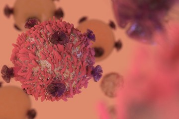 T Cell lymphocyte with receptors for cancer cell immunotherapy research 3D render   
