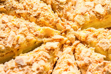 Traditional Russian layer cake Napoleon close up