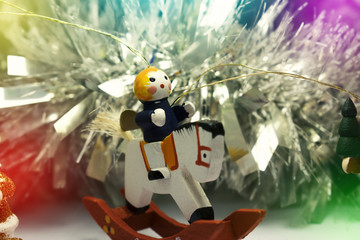 Christmas Background with tree decorations. Christmas card 