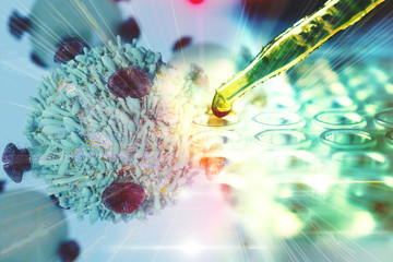 Gene Therapy for Cancer Treatment Concept Cancer therapy with T-cell and pipette 