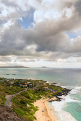 View of beautiful south shore of Oahu, just outside Honolulu