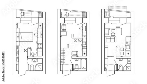 Architectural Plan Of A House Layout The Apartment With Architectural Plan Of A House Layout The Apartment With Furniture In Drawing