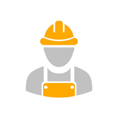 Builder workman icon with yellow helmet