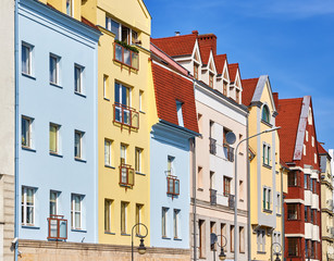Fototapeta na wymiar Colorful tenement house facade, Szczecin, Poland
