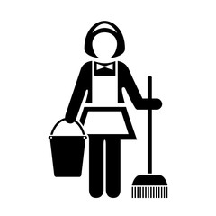Maid cleaner woman vector icon