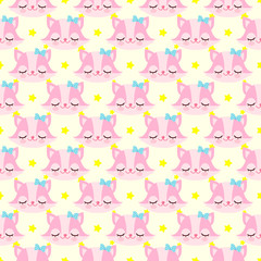 Cute kitty with love to you pattern. Children character.