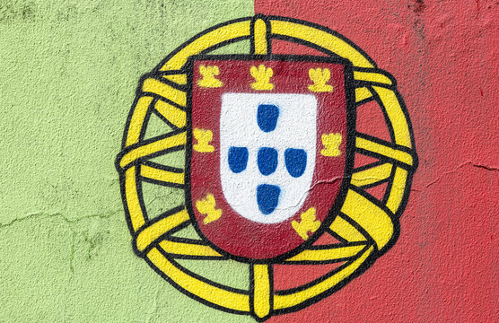 Portuguese flag hand-painted on a wall
