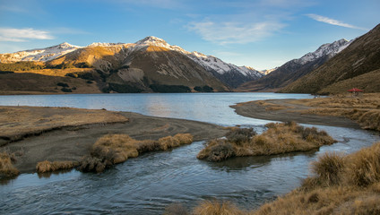 New Zealand landscape around lake Tennyson, Hanmer Springs