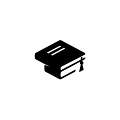 Isolated black and white color books logo on white background, bachelor hat icon, students graduation uniform logotype, education element vector illustration