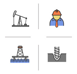 Oil industry color icons set