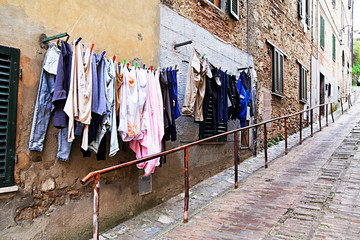 Laundry on a Clothesline in Tuscany