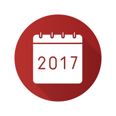New Year 2017 calendar. Flat design long shadow icon