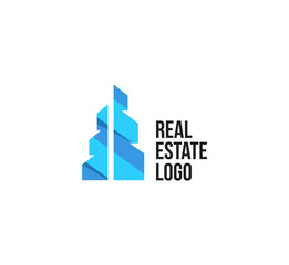 Isolated colorful real estate agency logo, house logotype on white, home concept icon,skyscraper vector illustration