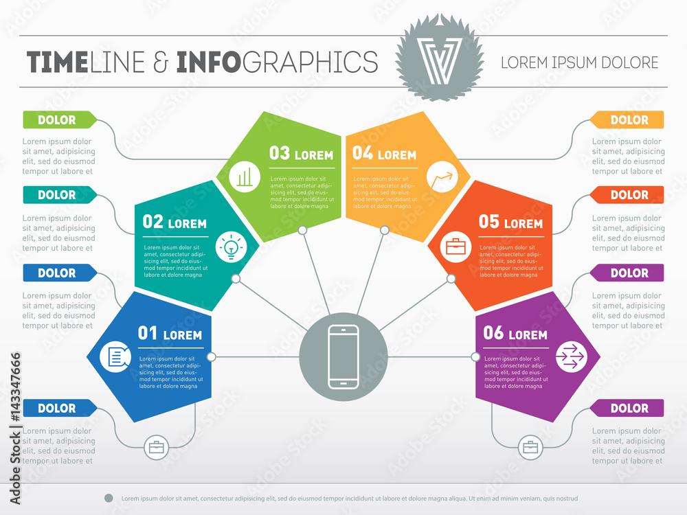 Poster business presentation concept with six options. web template of a info chart, diagram. vector infogr