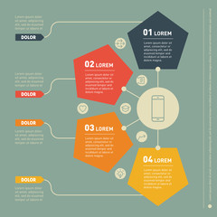 Business presentation concept with four options. Web Template of a info chart or diagram. Vector infographic of technology or education process. Part of the report with icons set.