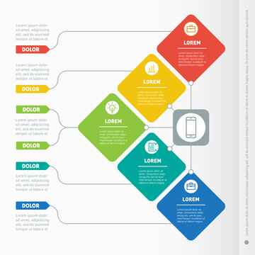 Business presentation concept with 5 options. Vector infographic of technology or education process. Part of the report with icons. Web Template of a info chart or diagram.