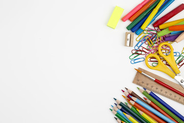 Stationery on the white background