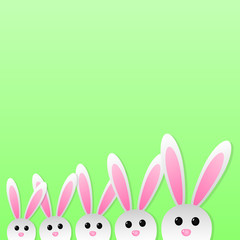 Easter bunnies on green background. Vector.