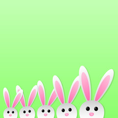 Easter bunnies on green background. Vector.