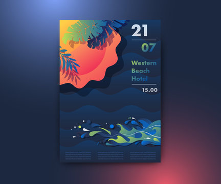 Sun, beach and sea poster design