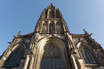 Fototapeta na wymiar St. Lamberti Kirche, Prinzipalmarkt, Münster Nordrhein-Westfalen (NRW)