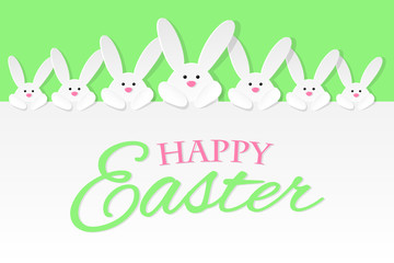 Happy Easter design with bunnies. Vector.