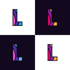 Clean colorful letter L logo icon sign flat design.