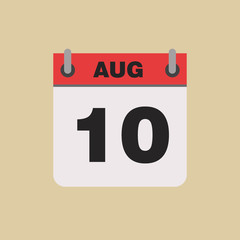 calendar flipping date time day month August simple flat vector illustration application app logo icon