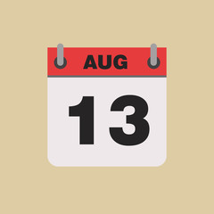 calendar flipping date time day month August simple flat vector illustration application app logo icon